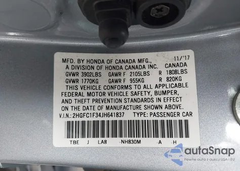 2018 Honda Civic Ex-T из США, поврежденный, VIN 2HGFC1F34JH641837